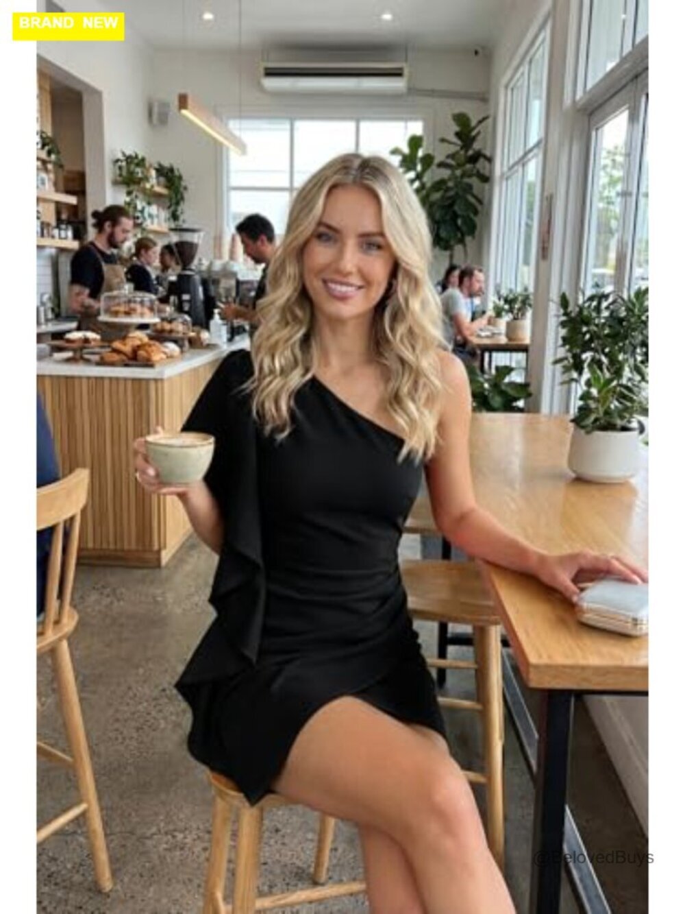 Sexy One Shoulder Ruffle Bodycon Ruched Mini Dress - Picture 3 of 7